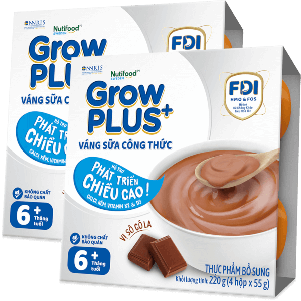 Combo 2 Váng sữa GrowPlus+ vị socola (bạc) lốc 4 hộp