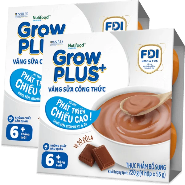 Combo 2 Váng sữa GrowPlus+ vị socola (bạc) lốc 4 hộp