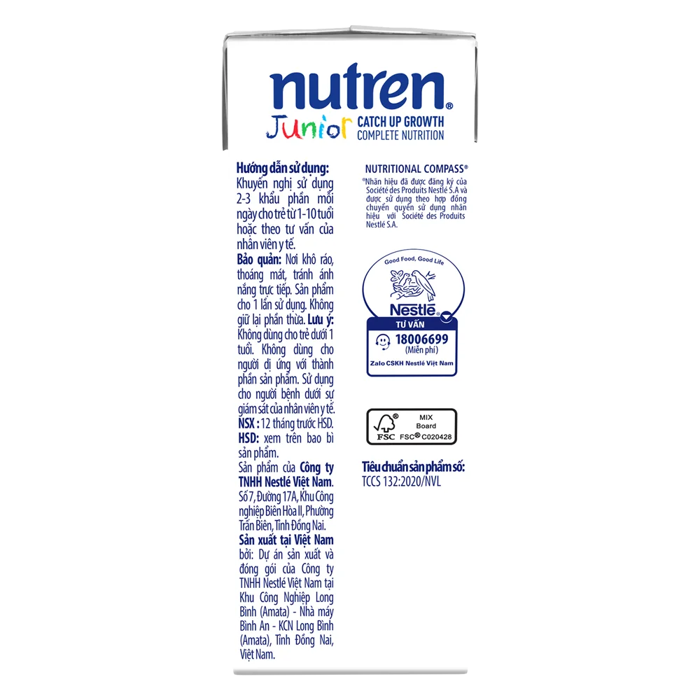 Combo 2 Thực phẩm dinh dưỡng y học Nutren Junior 180ml (1 -10 tuổi) (Lốc 4 hộp)