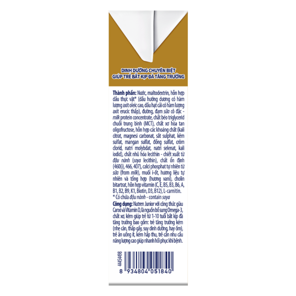 Combo 2 Thực phẩm dinh dưỡng y học Nutren Junior 180ml (1 -10 tuổi) (Lốc 4 hộp)