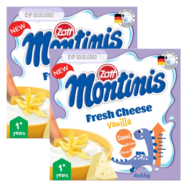 Combo 2 Phô mai tươi Montinis vị Vani 220gr (4*55gr)