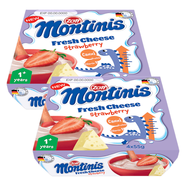 Combo 2 Phô mai tươi Montinis vị Dâu 220gr (4*55gr)