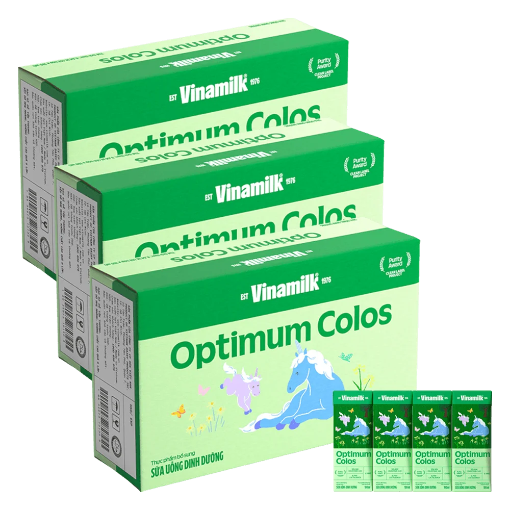 3 Thùng Sữa uống dinh dưỡng Optimum Colos 180ml (Lốc 4 hộp) new