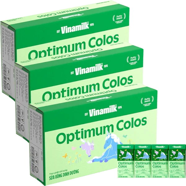 3 Thùng Sữa uống dinh dưỡng Optimum Colos 110ml (Lốc 4 hộp) new