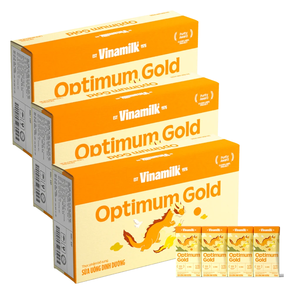 3 Thùng Sữa uống dinh dưỡng Optimum Gold 110ml (Lốc 4 hộp) new