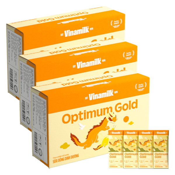 3 Thùng Sữa uống dinh dưỡng Optimum Gold 180ml (Lốc 4 hộp) new