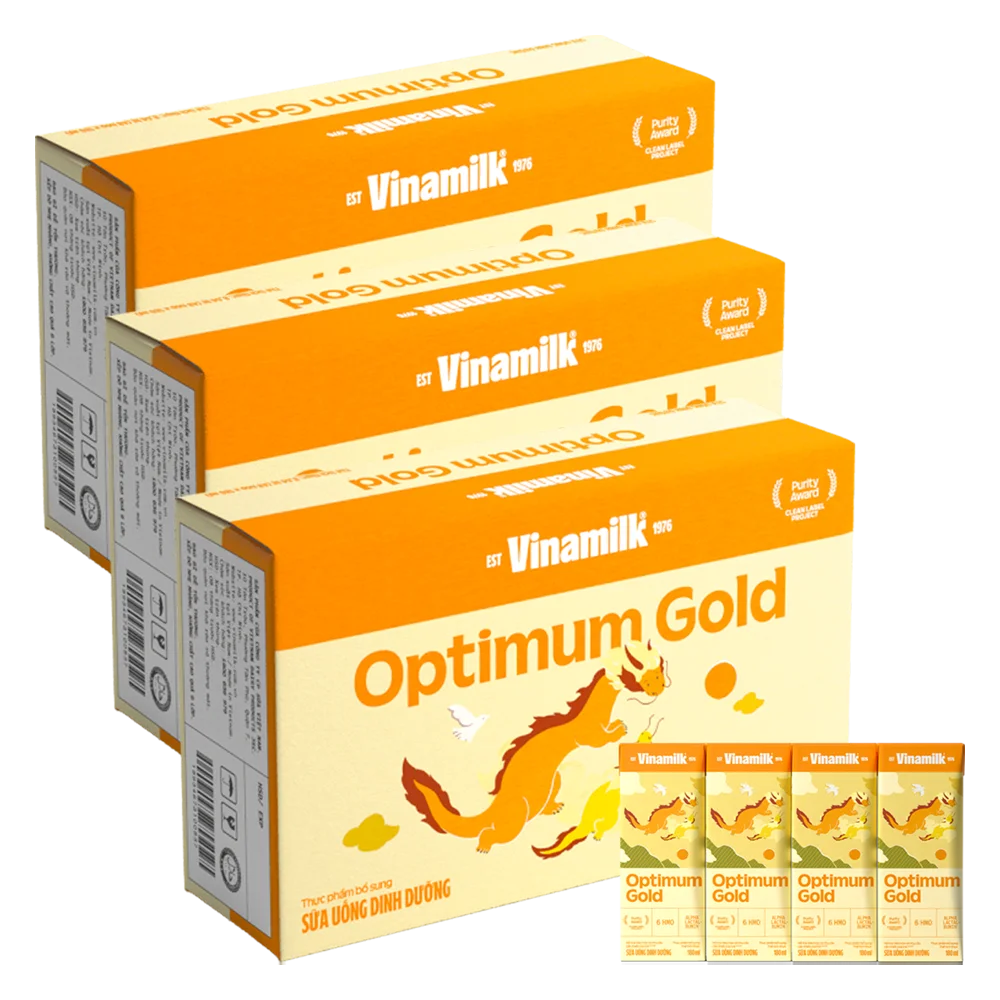 3 Thùng Sữa uống dinh dưỡng Optimum Gold 180ml (Lốc 4 hộp) new