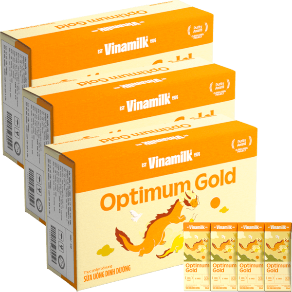 3 Thùng Sữa uống dinh dưỡng Optimum Gold 180ml (Lốc 4 hộp) new
