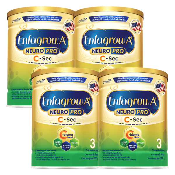 Combo 4 Sữa Enfagrow A+ NeuroPro 3 C-Sec 800g (2-6 tuổi)