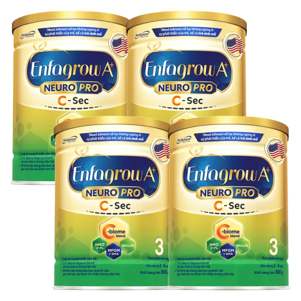 Combo 4 Sữa Enfagrow A+ NeuroPro 3 C-Sec 800g (2-6 tuổi)