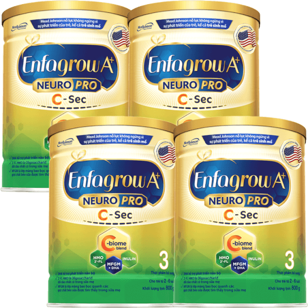 Combo 4 Sữa Enfagrow A+ NeuroPro 3 C-Sec 800g (2-6 tuổi)
