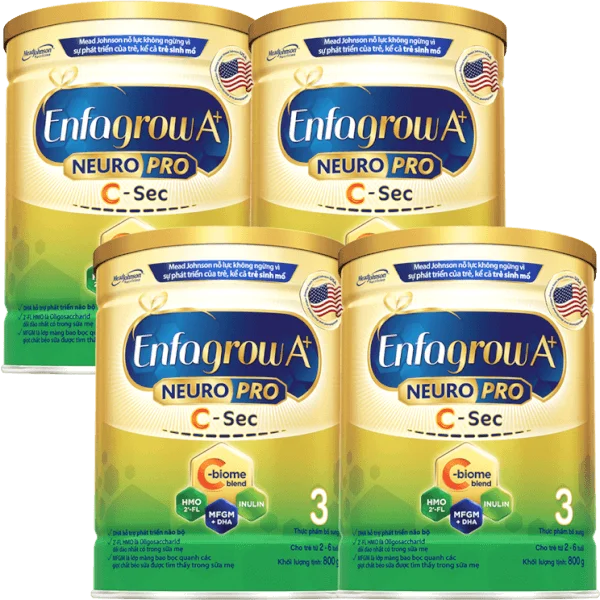 Combo 4 Sữa Enfagrow A+ NeuroPro 3 C-Sec 800g (2-6 tuổi)