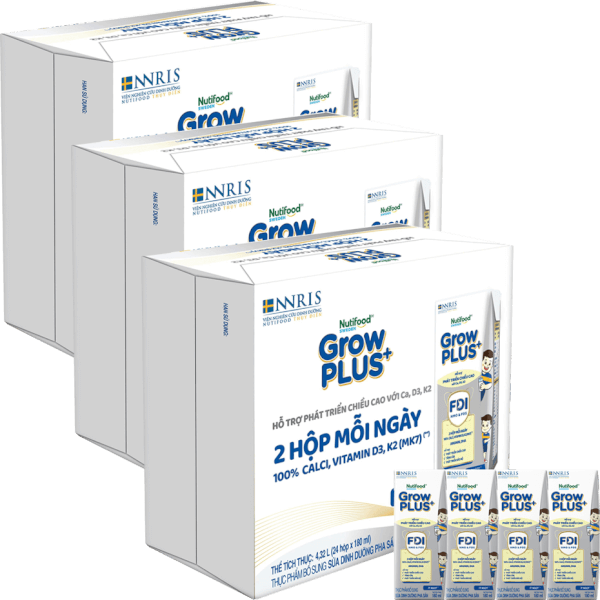 Combo 3 Thùng Sữa dinh dưỡng pha sẵn GrowPLUS+ (Bạc) 180ml, lốc 4 hộp (Từ 1 tuổi)