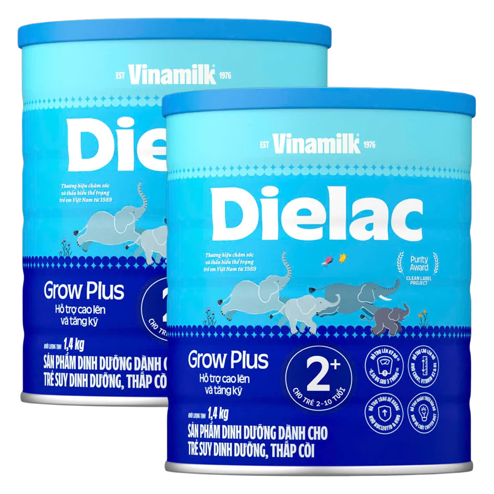 Combo 2 Sữa bột Dielac Grow Plus 2+ HT 1400g