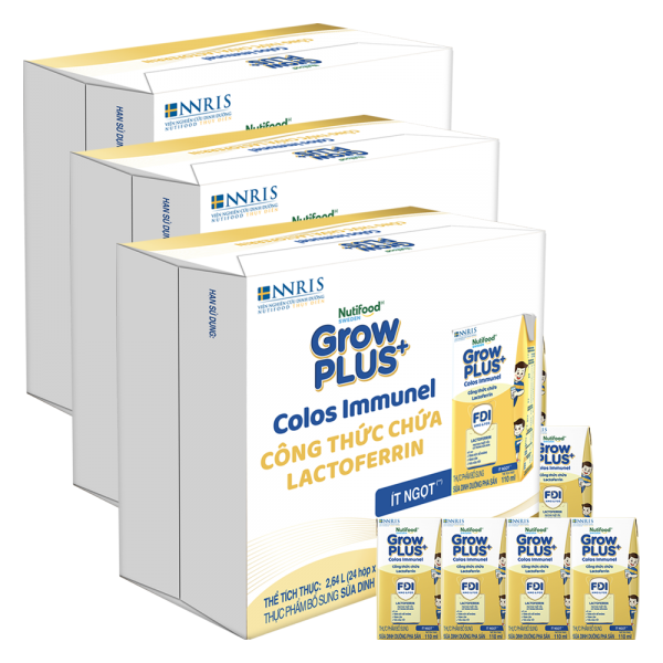 Combo 3 Thùng Sữa dinh dưỡng pha sẵn GrowPLUS+ Colos Immunel 110ml, lốc 4 hộp (Từ 1 tuổi)