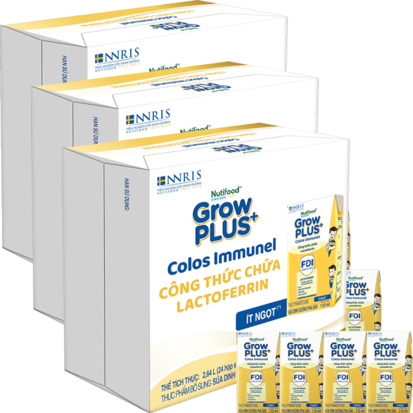 Combo 3 Thùng Sữa dinh dưỡng pha sẵn GrowPLUS+ Colos Immunel 110ml, lốc 4 hộp (Từ 1 tuổi)