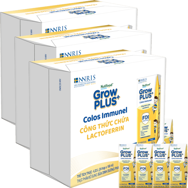 Combo 3 Thùng Sữa dinh dưỡng pha sẵn GrowPLUS+ Colos Immunel 180ml, lốc 4 hộp (Từ 1 tuổi)