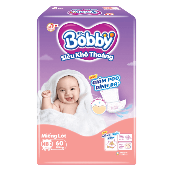 Miếng lót Bobby size Newborn 2 60 miếng (4-7kg) (giao bao bì ngẫu nhiên)