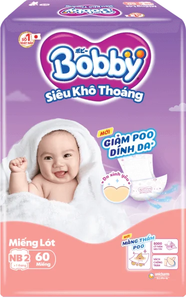 Miếng lót Bobby size Newborn 2 60 miếng (4-7kg) (giao bao bì ngẫu nhiên)