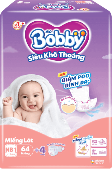 Miếng lót Bobby size Newborn 1 64 miếng (dưới 5kg) (giao bao bì ngẫu nhiên)