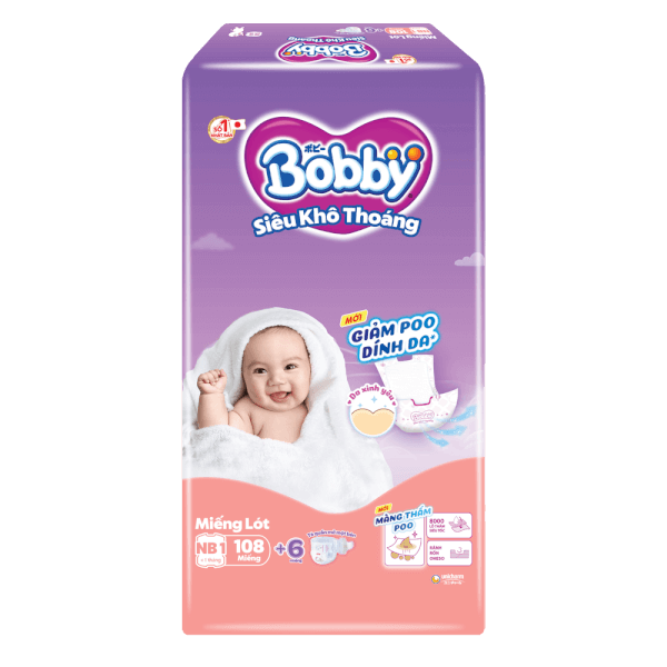 Miếng lót Bobby size Newborn 1 108 miếng (dưới 5kg) (giao bao bì ngẫu nhiên)