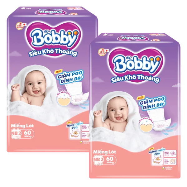 Combo 2 gói Miếng lót Bobby size Newborn 2 60 miếng (4-7kg) (giao bao bì ngẫu nhiên)