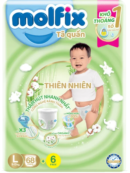 Tã quần Molfix (L, 9 - 13kg, 68 miếng) (giao bao bì ngẫu nhiên)