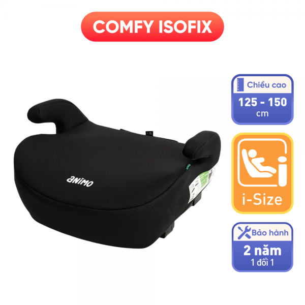 Ghế ngồi &ocirc; t&ocirc; Animo Comfy Isofix (125-150cm, i-size, K11, Coal, booster)