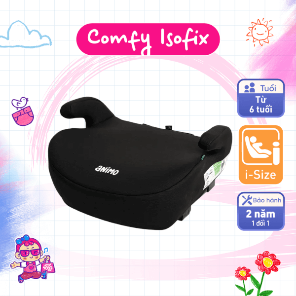 Ghế ngồi ô tô Animo Comfy Isofix (125-150cm, i-size, K11, Coal, booster)