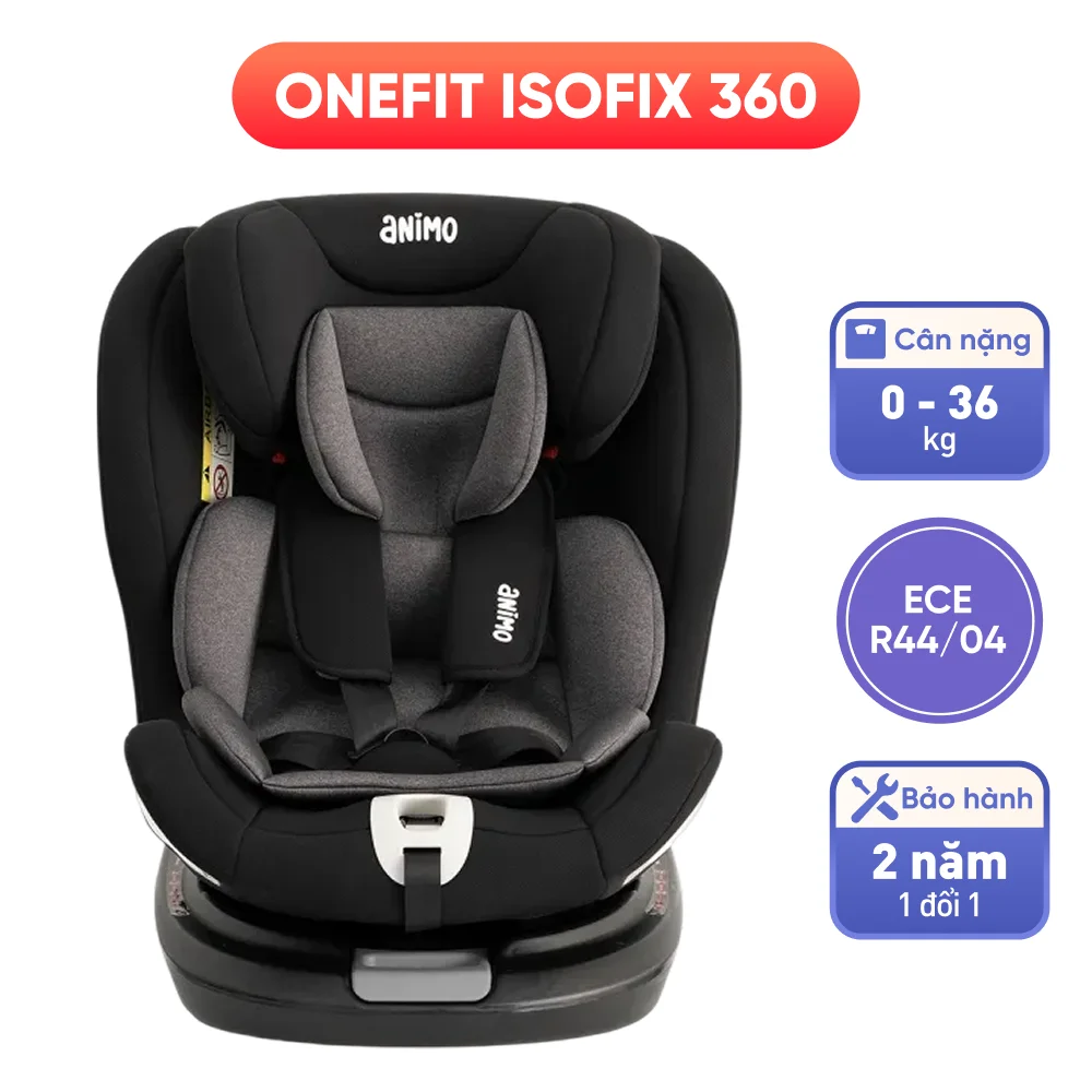 Ghế ngồi ô tô Animo OneFit Isofix 360 (0-36kg, R44, CS008, Onyx)