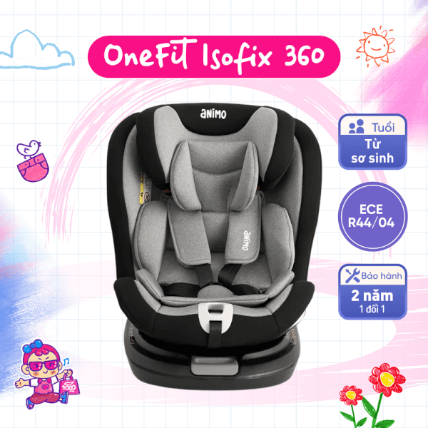 Ghế ngồi ô tô Animo OneFit Isofix 360 (0-36kg, R44, CS008, Stone Gray)
