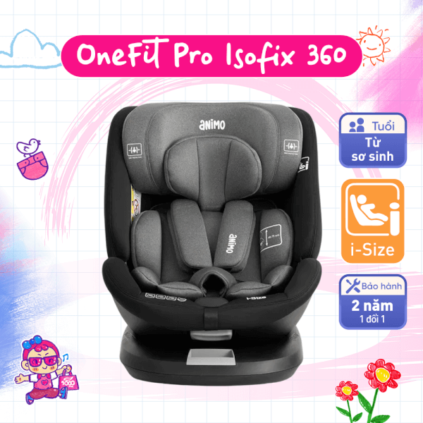 Ghế ngồi ô tô Animo Onefit Pro Isofix 360 (40-150cm, i-size, HB338, Iron Gray)