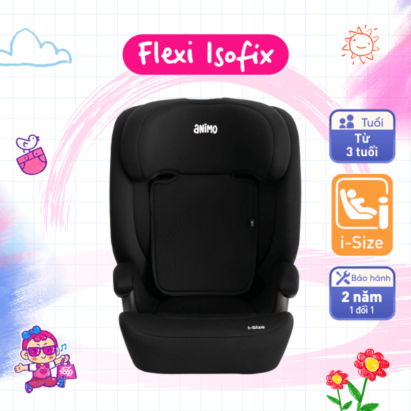 Ghế ngồi ô tô Animo Flexi Isofix (100-150cm, i-size, K55, Coal)