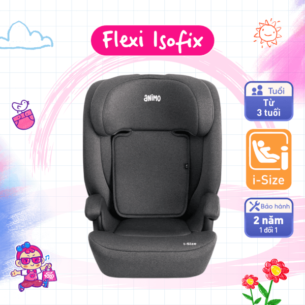 Ghế ngồi ô tô Animo Flexi Isofix (100-150cm, i-size, K55, Nickle)
