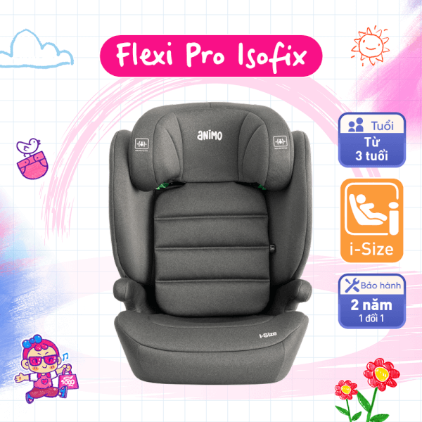 Ghế ngồi ô tô Animo Flexi Pro Isofix (100-150cm, i-size, HB629, Echo)
