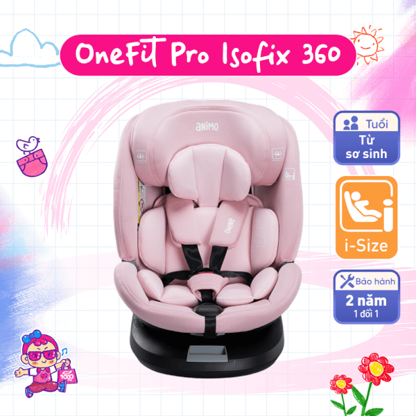 Ghế ngồi ô tô Animo OneFit Pro Isofix 360 (40-150cm, i-size, HB338, Misty)