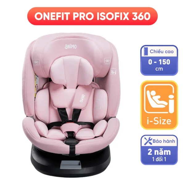 Ghế ngồi ô tô Animo OneFit Pro Isofix 360 (40-150cm, i-size, HB338, Misty)