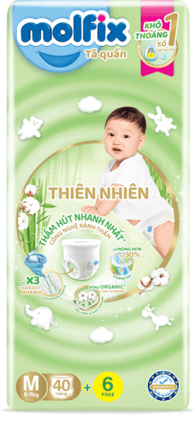 Bỉm tã quần thiên nhiên Molfix Jumbo (M, 40 miếng)