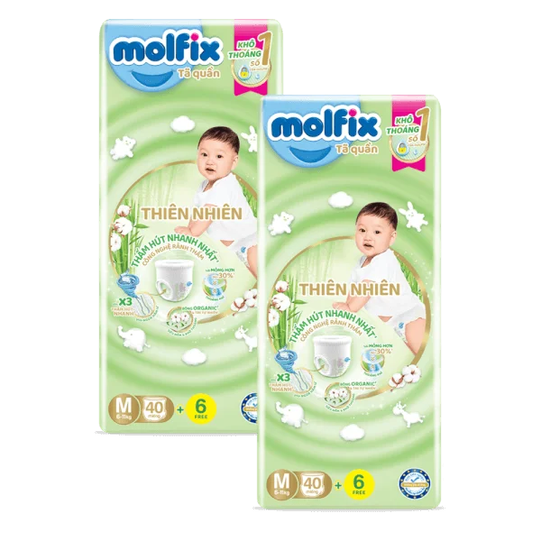 Combo 2 Bỉm tã quần thiên nhiên Molfix Jumbo (M, 40 miếng)