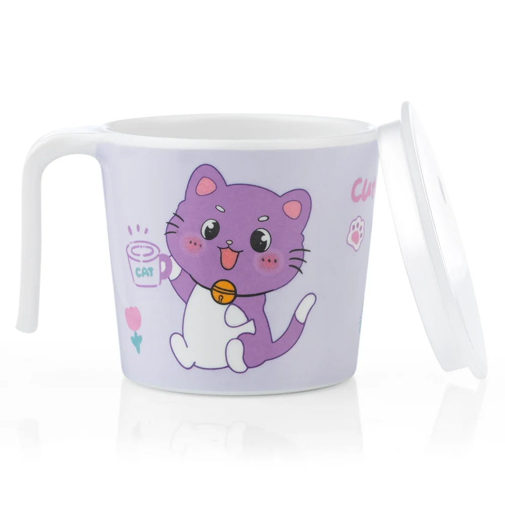 Cốc uống nước có nắp đậy melamine cao cấp Moreware (240ml, 1010, mèo con)