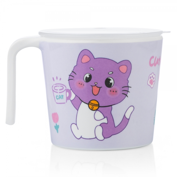 Cốc uống nước có nắp đậy melamine cao cấp Moreware (240ml, 1010, mèo con)