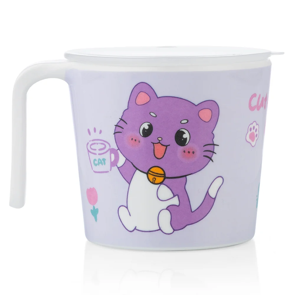 Cốc uống nước có nắp đậy melamine cao cấp Moreware (240ml, 1010, mèo con)