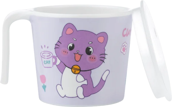 Cốc uống nước có nắp đậy melamine cao cấp Moreware (240ml, 1010, mèo con)