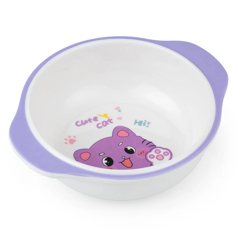 Combo 2 Bát ăn dặm melamine cao cấp Moreware (W6082, tay cầm, mèo con)