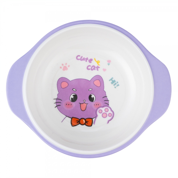 Bát ăn dặm melamine cao cấp Moreware (W6082, tay cầm, mèo con)