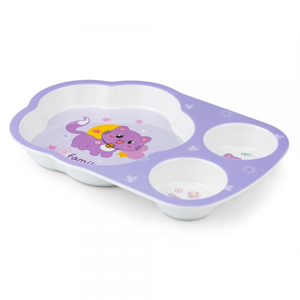 Khay ăn dặm 3 ngăn melamine cao cấp Moreware (W3060, mèo con)