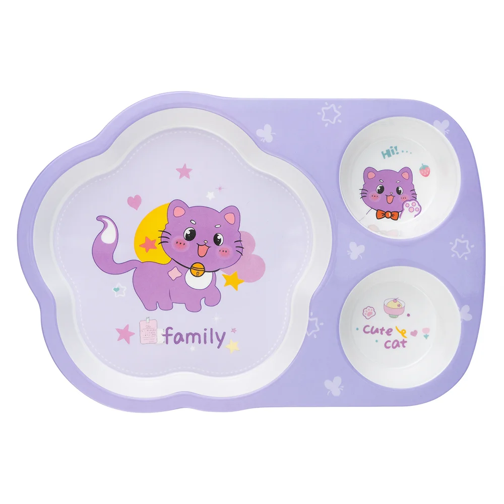 Khay ăn dặm 3 ngăn melamine cao cấp Moreware (W3060, mèo con)