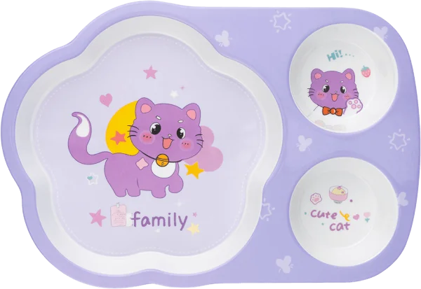 Khay ăn dặm 3 ngăn melamine cao cấp Moreware (W3060, mèo con)