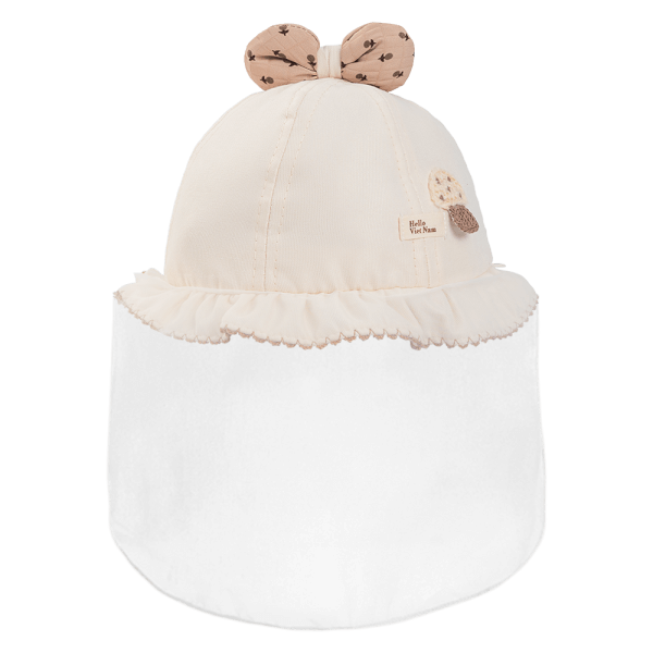 Nón vành tròn khăn voan bé gái 0-12M Animo A2510_MN028 (46cm, Kem)