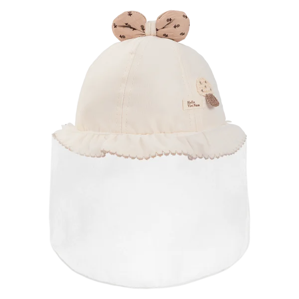 Nón vành tròn khăn voan bé gái 0-12M Animo A2510_MN028 (46cm, Kem)